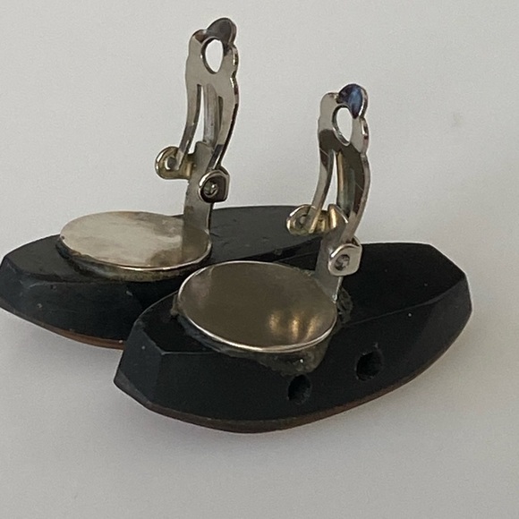 Vintage Clips Earrings Chunky Textured MOP Statement Artisan Repurposed Unique - Picture 5 of 7